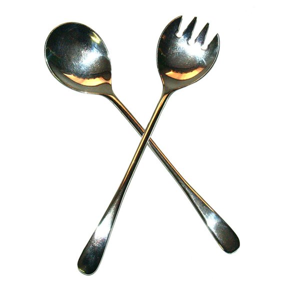 Vintage Silverplated 9 inch Salad Serving Spoon and Spoon Fork - Made in ITALY - Picture 1 of 4